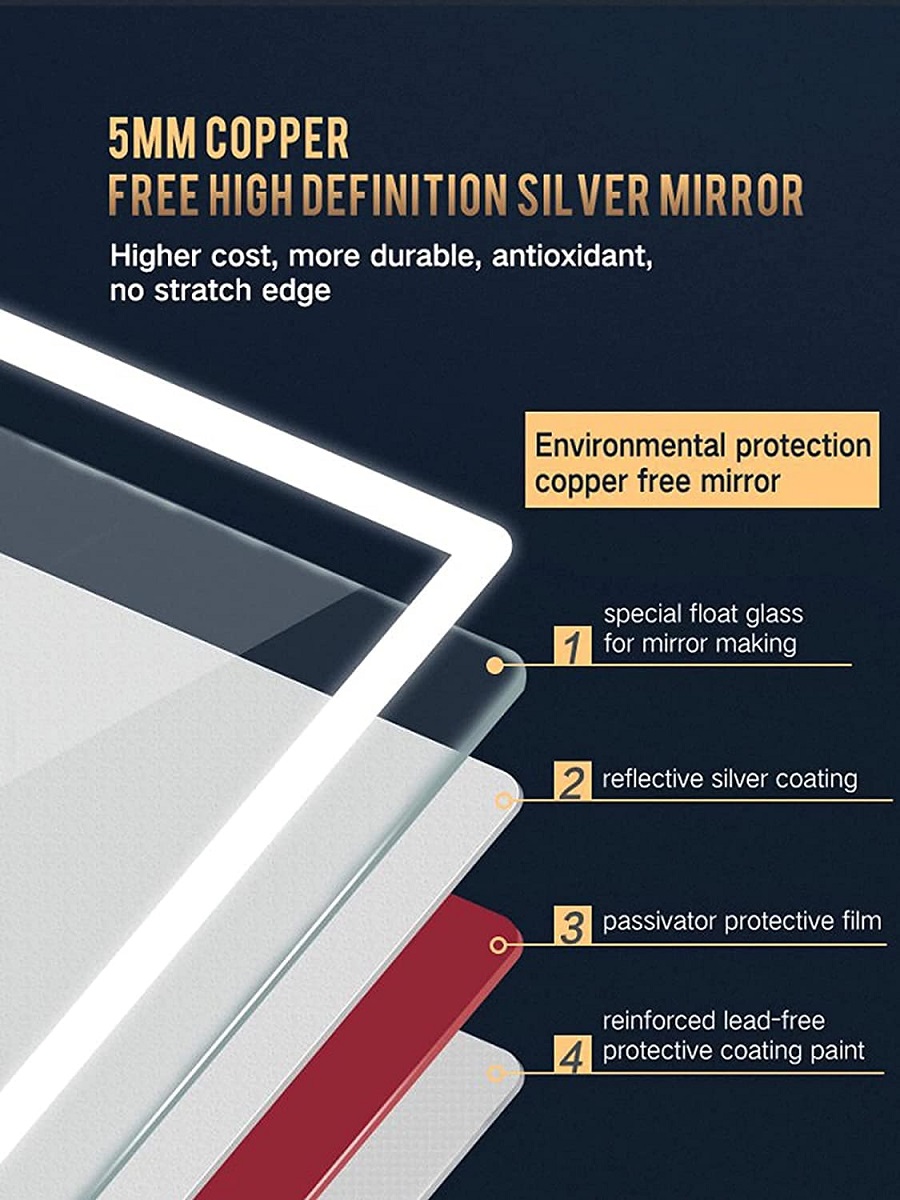 Rounded LED Touch Sensor Mirror For Washroom 004